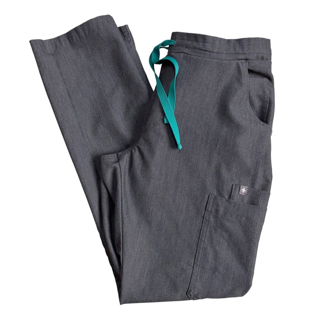 FIGS Yola Elastic Waistband Skinny Scrub Pants (Graphite) - Size Extra Small